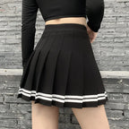 Vintage Korean Style Patchwork Skirt Harajuku JK Black Pleated Skirts Gothic Streetwear High Waist Mini Skirt Women Punk Skirt - Matrix-studios.com