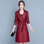 M-7XL Woman Sheepskin OverCoat Spring Autumn Winter 2026 Fashion Fur Collar Warm Thick Slim Long Sheep Leather Coat Female - Matrix Studios