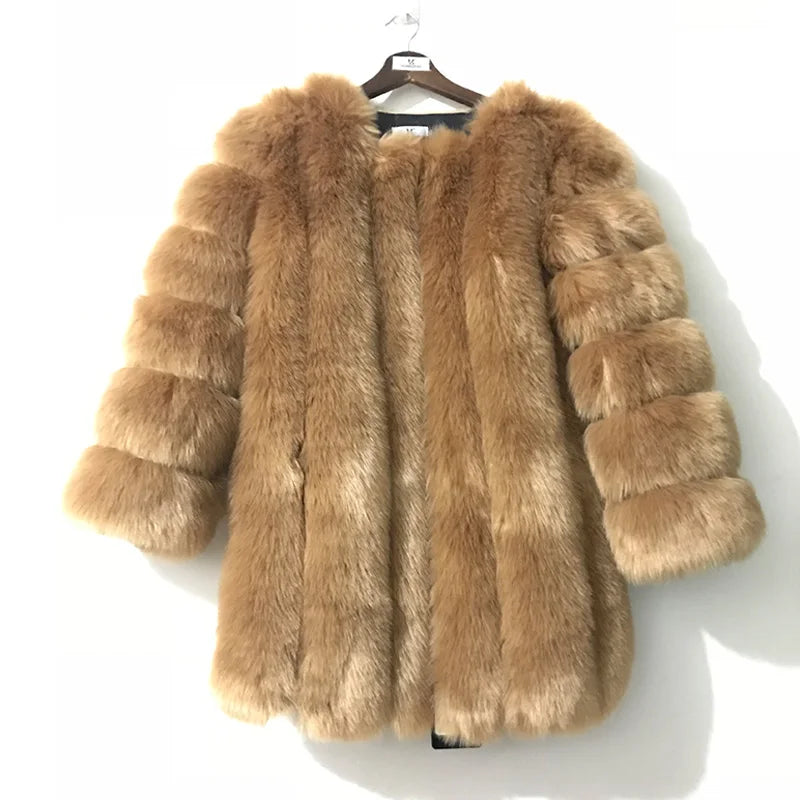 HJQJLJLS 2022 Winter New Fashion Women Long Faux Fur Coat Female Fuzzy Fur Coat Winter Thick Warm Fluffy Artificial Fur Jacket - Matrix Studios