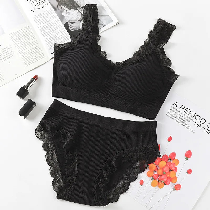 Sexy Women Bra Panties Set Push Up Sports Bra Set Letter Strap Seamless Active Bra Women Lingerie Set Fitness Top Underwear - Matrix-studios.com