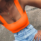 Square Neck Sleeveless Summer Crop Top White Women Black Casual Basic T Shirt Off Shoulder Cami Sexy Backless Tank Top - Matrix-studios.com