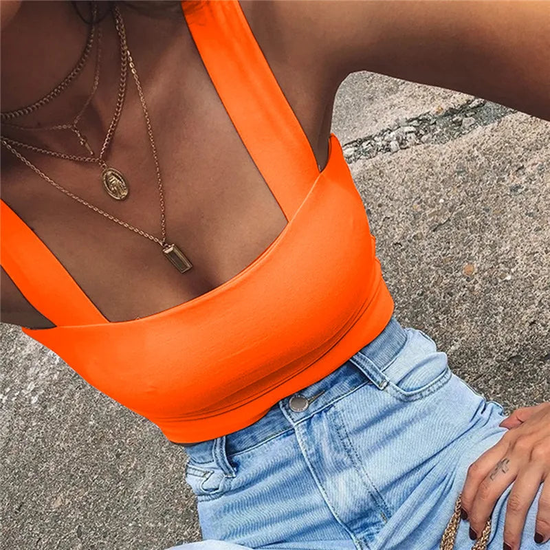 Square Neck Sleeveless Summer Crop Top White Women Black Casual Basic T Shirt Off Shoulder Cami Sexy Backless Tank Top - Matrix-studios.com