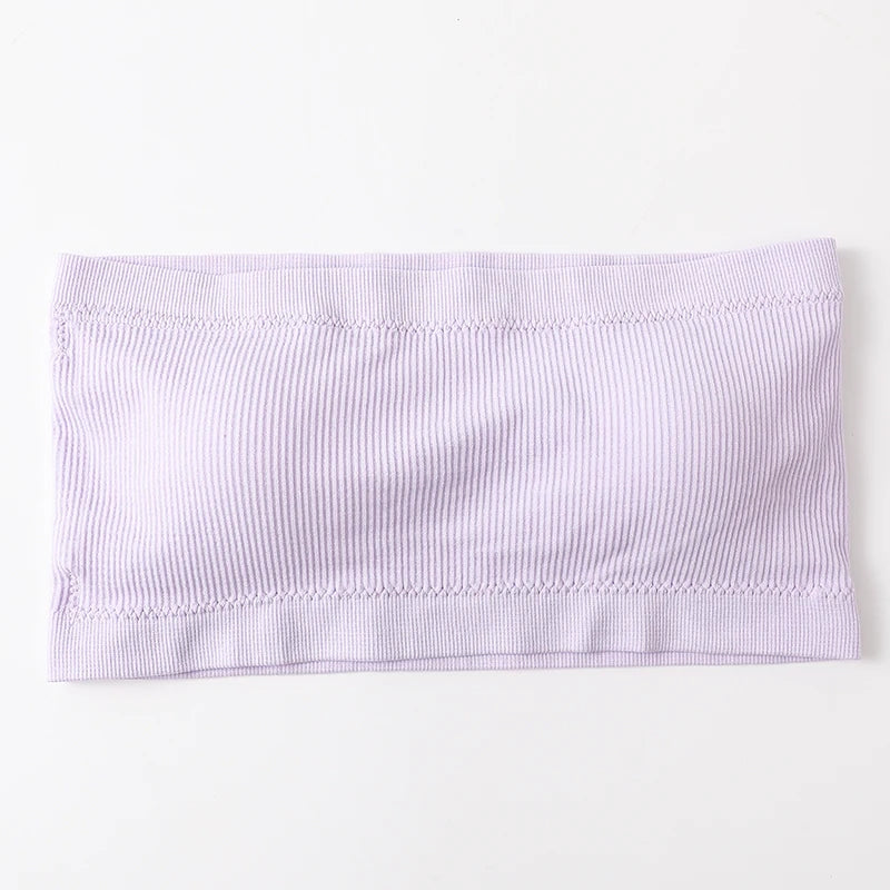 Strapless Tube Top Seamless Ribbed Bras Non-Wire Bandeau Bra Women Crop Top Ladies Sexy Underwear Removable Pads Intimates M-XL - Matrix Studios