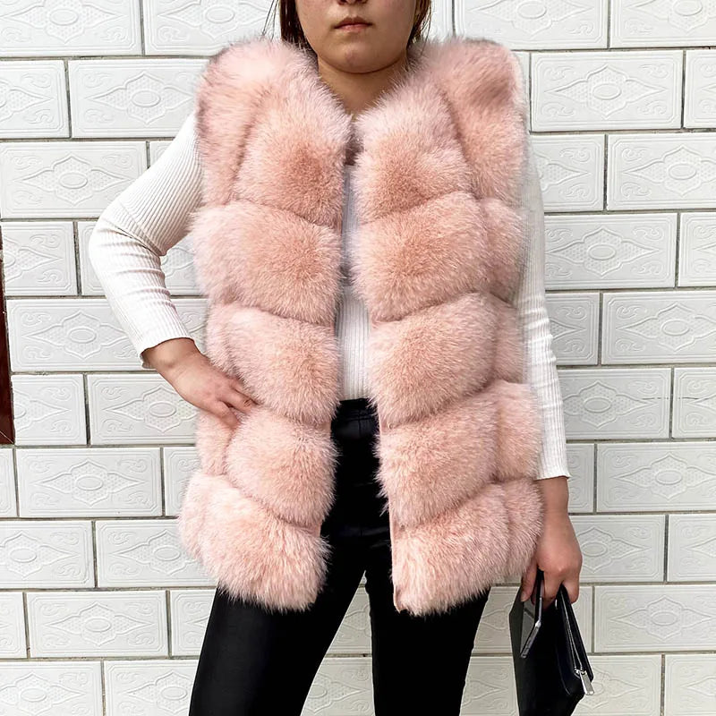 Women's High Quality Real Fox Fur Vest 100% Natural Real Fur 2019 Fashion Fur Coat Jacket Vest Genuine Leather Coat - Matrix Studios