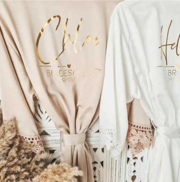Bridesmaid Lace Robes Bridal Party Wedding Dressing Gown Kimono For Women Peignoirs Peignoir Champagne Bathrobes Novia Gown 2022 - Matrix-studios.com