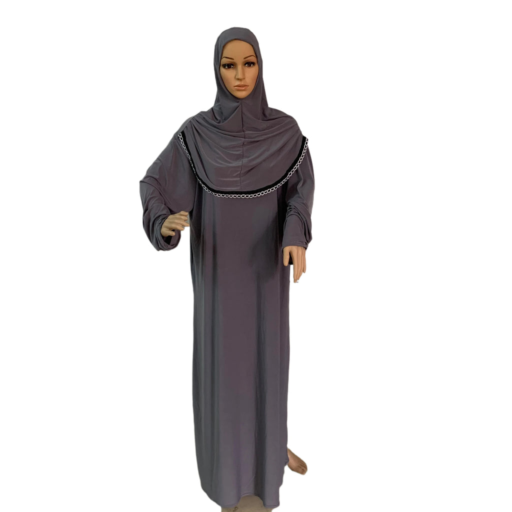 H118 Free size muslim dress with attached hijab pray khimar kaftan  burqa abaya robe hijab middle east clothing - Matrix-studios.com