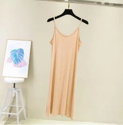 Spring Summer 2026 Woman Tank Dress Casual Modal Sexy Camisole Elastic Female Home Beach Dresses O-Neck Camis Sexy Dress - Matrix-studios.com