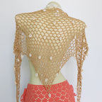 Women Triangle Shawl With Seashell Sexy Bikini Cover Up Sunscreen Nets Skirt Mesh Tunic Pareo Beachwear - Matrix Studios