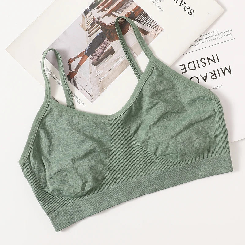 Women's Wireless Bra Sports Tube Top Ribbed Ruched Camisole Bralette With/Without Pads Underwear Sexy Lingerie M-L Intimates - Matrix Studios