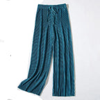 2025 Women's Pleated Loose Ice Silk Korean Casual Cropped Pants Wide Leg Trouse Home Classic Sports Wear Girls Clothes Black Top - Matrix-studios.com