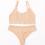 Women Seamless Bra And Panties Set U-Back Bralette Top Comfort Breathable Briefs Ribbed Sexy Lingerie Sports Underwear Set - Matrix-studios.com