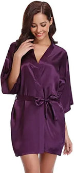 Green Nightgown Solid Color Kimono Lady Elegant Bathrobe Satin Homewear Wedding Bridal Gift Sleepwear Sexy Intimate Lingerie - Matrix-studios.com