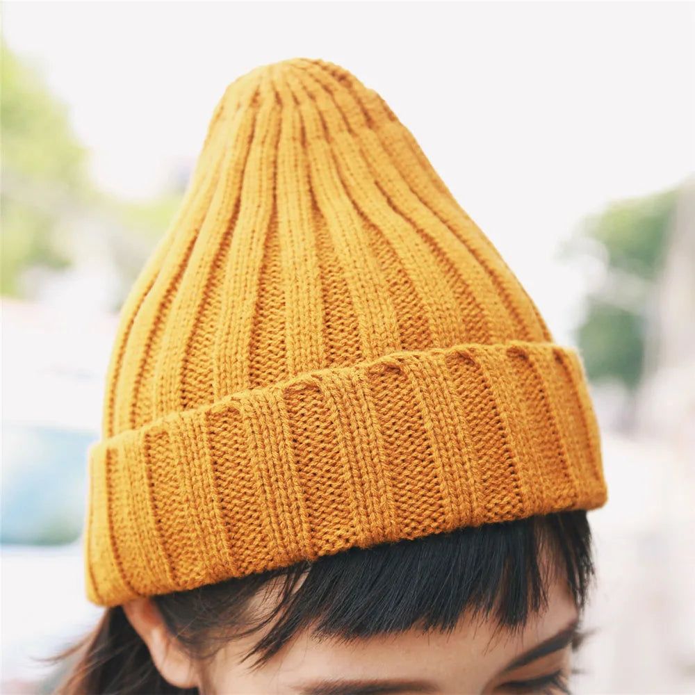 New Candy Colors Winter Women Knitted Hat Warm Soft Trendy Kpop Style Wool Beanie Elegant All-match Cap