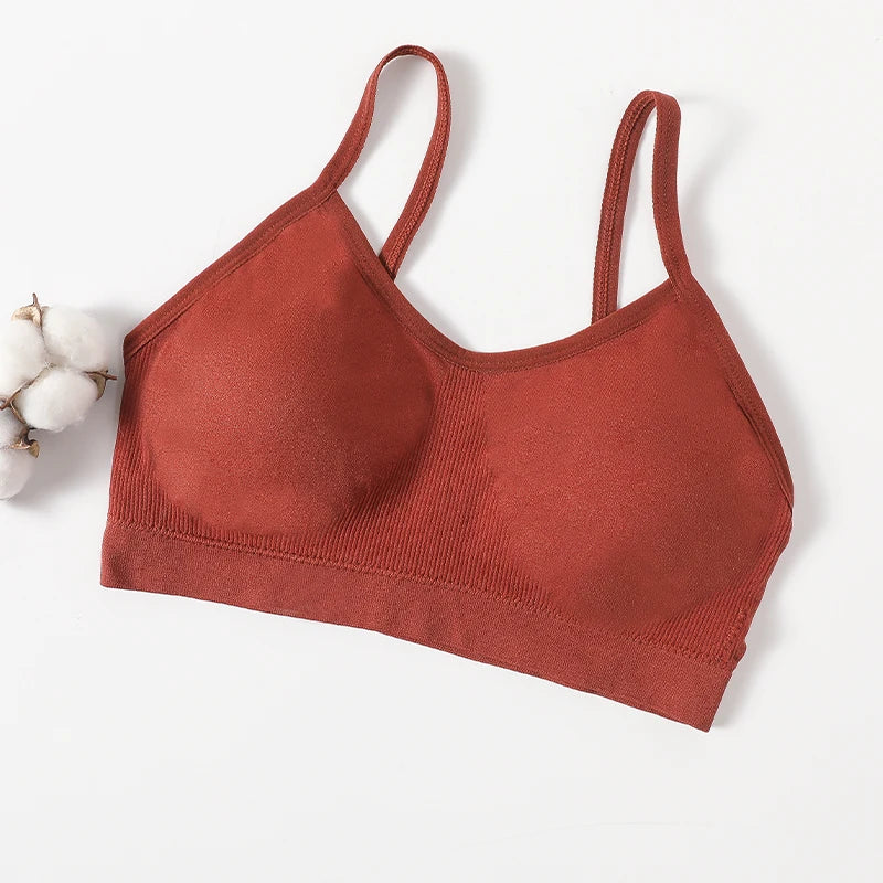 Women's Wireless Bra Sports Tube Top Ribbed Ruched Camisole Bralette With/Without Pads Underwear Sexy Lingerie M-L Intimates - Matrix Studios