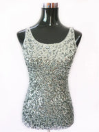 Womens Shine Glitter Sequin Embellished Sleeveless Vest Tank Tops Fashion Style Clothing For Cocktail Party Clubwear - Matrix-studios.com
