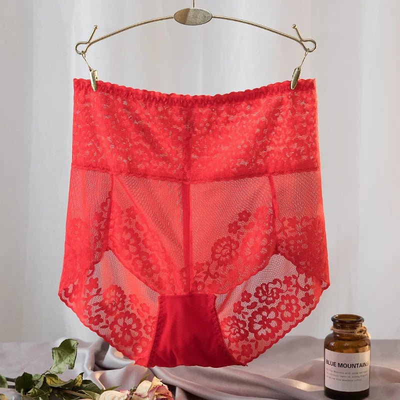Women Lace High Waist Panties Sexy Mesh Girdle Waist Underwear Quality Plus Size Butt Lifter Knickers Tummy Slim Control Briefs - Matrix Studios