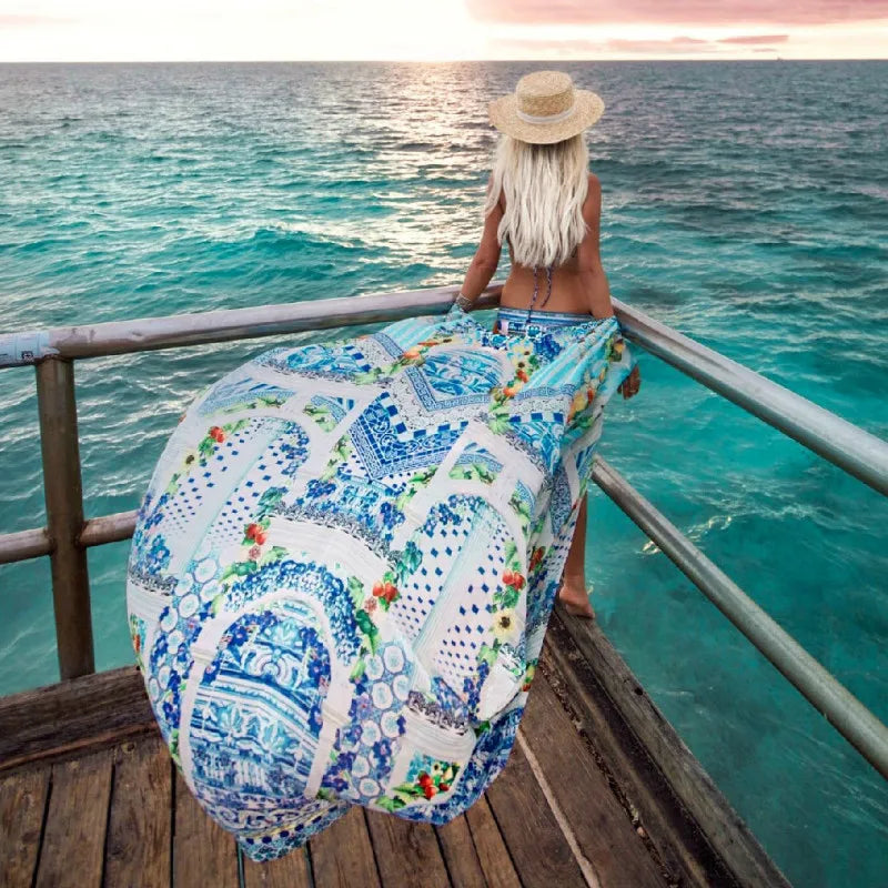 TEELYNN Chiffon Floral Print Kimono Robe Long Sleeve beach boho Cover up women Blouse Vintage summer Cardigan Tops Blusas shirts - Matrix Studios