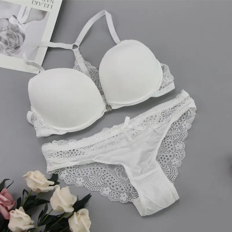 New Fashion Bralette Sexy Lingerie Seamless Push Up Bra Sets Front Closure Candy Color Underwear Women Small Size Brassiere - Matrix-studios.com