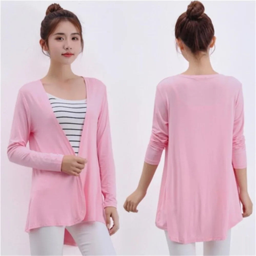 2024 Summer Autumn Korean Women Modal Cardigan Ladies Shawl Female Cotton Sweater Cardigans Long Sleeve Women Casual Thin Coats - Matrix Studios