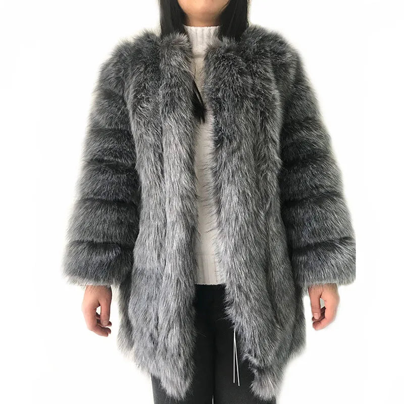 HJQJLJLS 2022 Winter New Fashion Women Long Faux Fur Coat Female Fuzzy Fur Coat Winter Thick Warm Fluffy Artificial Fur Jacket - Matrix Studios