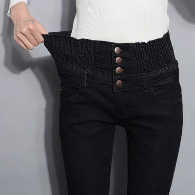 Denim Pants Autumn Winter Jeans For Women High Waist Skinny Warm Thick Jeans Womens High Elastic Plus Size Stretch Jeans Velvet - Matrix-studios.com