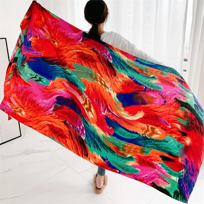 20 Styles 90x180cm Cotton Linen Summer Beach Dress Bikini Cover-ups Sarong Wrap Scarf Women Brazilian Swimsuit Bathing Cover Up - Matrix Studios