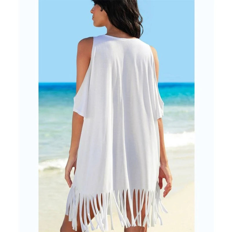 New Summer Beach Dress Beach Cover Up Women Letters Print Beach Wear Bikini Cover up Fashion Bathing Suit Women Tassels Dress - Matrix Studios