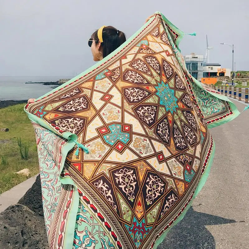 2018 New 90x180cm Twill cotton Pareo Beach Cover-Ups Women Large Beach Dress Bikini Bathing Swimwear Cover Up Sarong Wrap Scarf - Matrix Studios