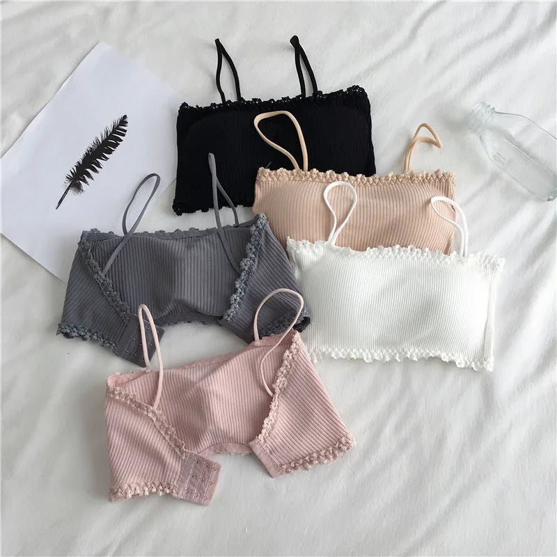 Women's Cotton Bra Female Tube Top Bra Women's Suspender Underwear Beautiful Tank Top Seamless Comfort Bra Sport Bra Lace Tops - Matrix Studios