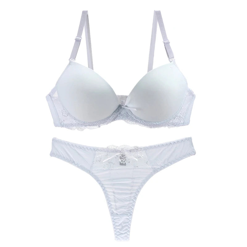 Nouvelle Seamless BCDE Cup Women Underwear Intimates Lace Thongs Lingerie Set Sexy Blue Pink Purple White Bra Panty - Matrix-studios.com