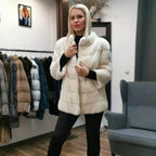 Oversized Mink Fur Coat for Women, Natural Fur Coat, Thick Long Leather Jacket for Ladies, Detachable, Winter, New, 2023 - Matrix Studios