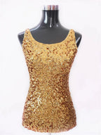 Womens Shine Glitter Sequin Embellished Sleeveless Vest Tank Tops Fashion Style Clothing For Cocktail Party Clubwear - Matrix-studios.com