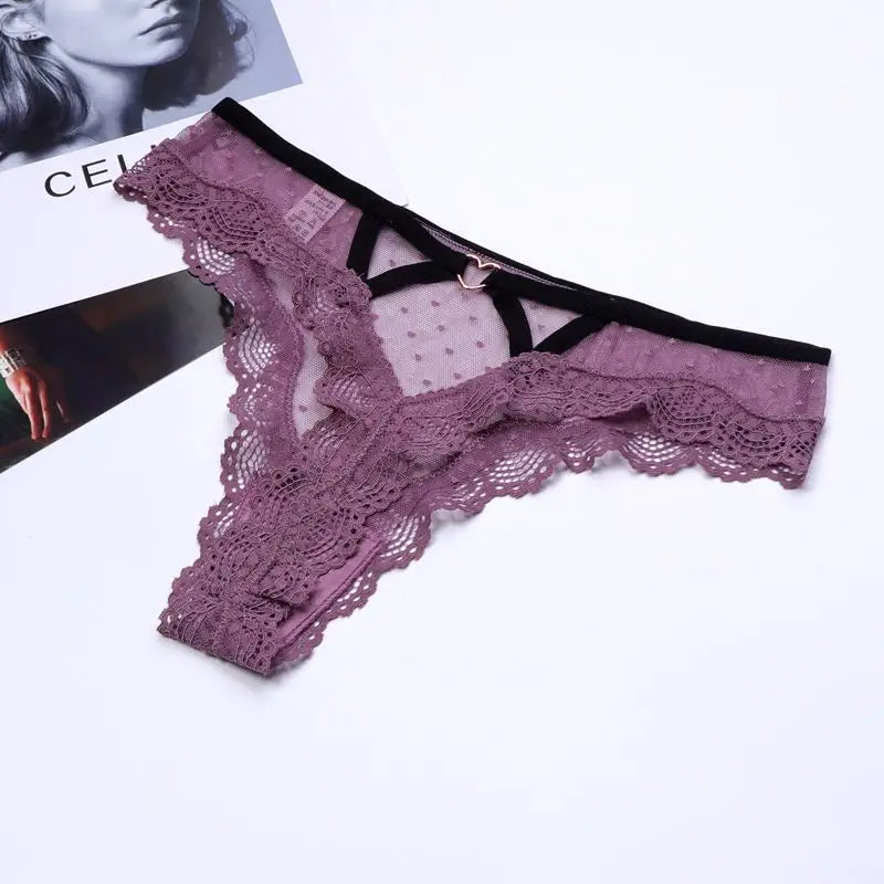 2026 Sexy Lace Panties Women Heart Low-Waist Underpant Hollow Out Thong Female Seamless Underwear  Interest Lingerie - Matrix Studios