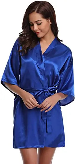 Green Nightgown Solid Color Kimono Lady Elegant Bathrobe Satin Homewear Wedding Bridal Gift Sleepwear Sexy Intimate Lingerie - Matrix-studios.com