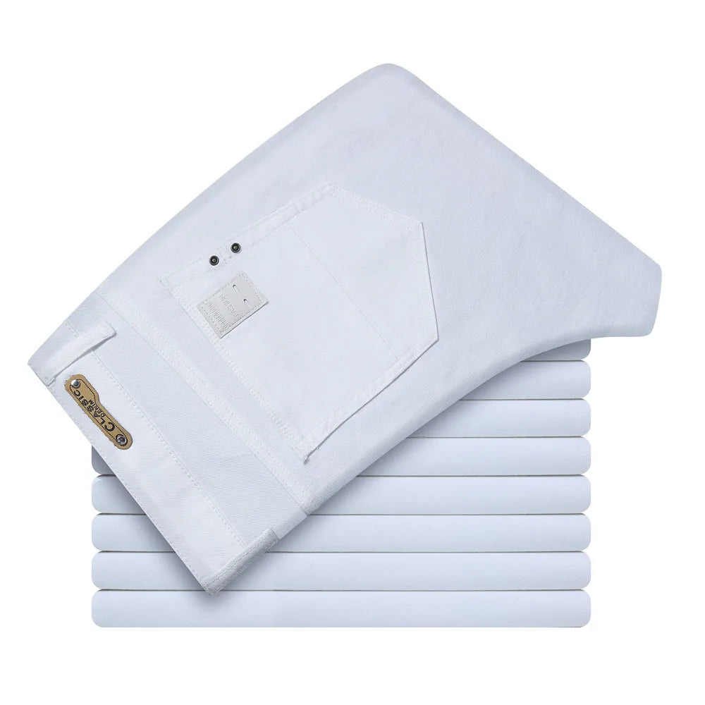 Men White Jeans Fashion Casual Classic Style Slim Fit Soft Trousers Male Brand Advanced Stretch Pants - Matrix Studios