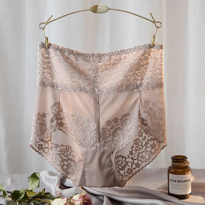 Women Lace High Waist Panties Sexy Mesh Girdle Waist Underwear Quality Plus Size Butt Lifter Knickers Tummy Slim Control Briefs - Matrix Studios