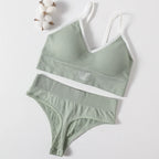 Women Seamless Bra And Panties Set High Rise Thongs Non-wire Sports Bra Comfy Brassiere Female Underwear Sexy Lingerie Set - Matrix-studios.com
