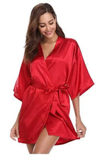 Green Nightgown Solid Color Kimono Lady Elegant Bathrobe Satin Homewear Wedding Bridal Gift Sleepwear Sexy Intimate Lingerie - Matrix-studios.com