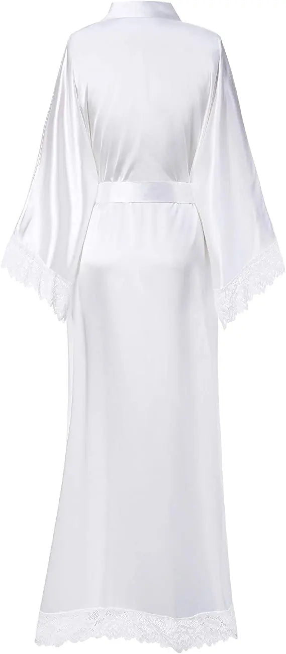 2019 New Silk Satin Lace Robes Bridesmaid Bride Robes Wedding Long Robe Bathrobe Womens Robe Lingerie Robe - Matrix-studios.com