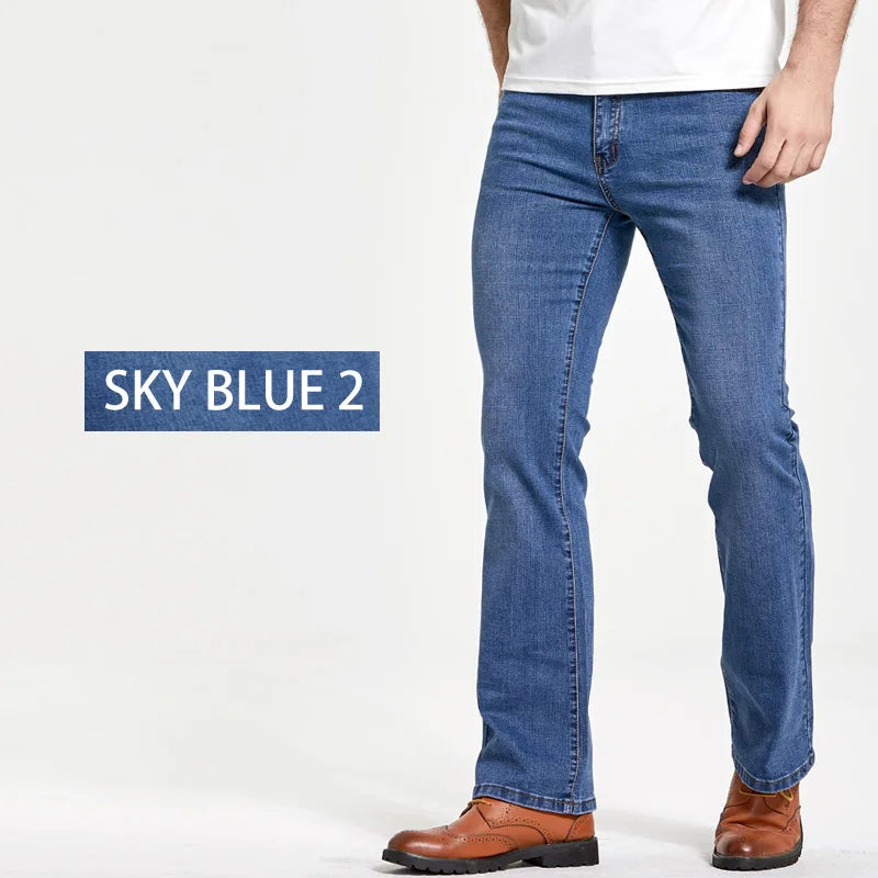 LGRG Mens Boot Cut Jeans Slightly Flared Slim Fit Blue Black Trousers Designer Classic Male Stretch Denim Pants - Matrix Studios