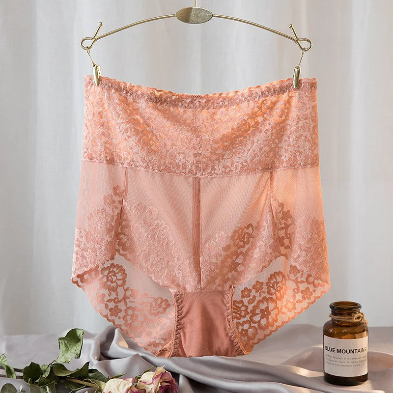 Women Lace High Waist Panties Sexy Mesh Girdle Waist Underwear Quality Plus Size Butt Lifter Knickers Tummy Slim Control Briefs - Matrix Studios