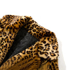 Fashion Women Faux Fur Leopard Print Coat Female Sexy All-Match Mid-Length Suit Collar Warm Outerwear - Matrix Studios