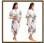 Half Sleeve Loose Style Woman Japanese Kimono Satin Silk Sleepwear Pajamas Peacock Spa Yukata Bathing Robe Lady's Long Dress - Matrix-studios.com
