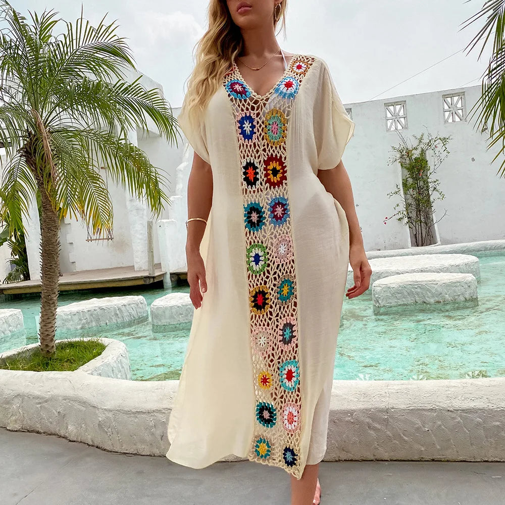 CROCHET BIKINI Women Beach Dress Cover-Ups Swimsuit Beachwear Bathing Suit Swim Cape For Woman Summer Tunic Saida Praia - Matrix Studios