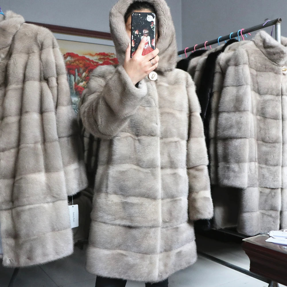 Fancy Rani Real Mink Fur Coat Natural Women Winter Long Leather Jacket Luxury Female Clothes  2023 Mink Fur Coat Women Promotion - Matrix Studios