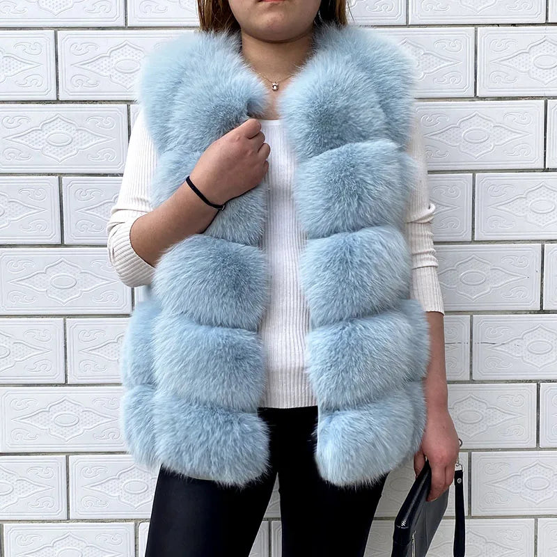 Women's High Quality Real Fox Fur Vest 100% Natural Real Fur 2019 Fashion Fur Coat Jacket Vest Genuine Leather Coat - Matrix Studios
