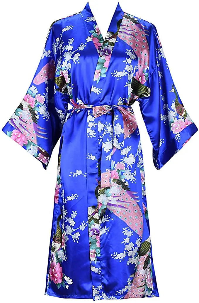 Silk Satin Wedding Bride Bridesmaid Robe Floral Bathrobe Short Kimono Robe Night Robe Bath Robe Fashion Dressing Gown For Women - Matrix-studios.com
