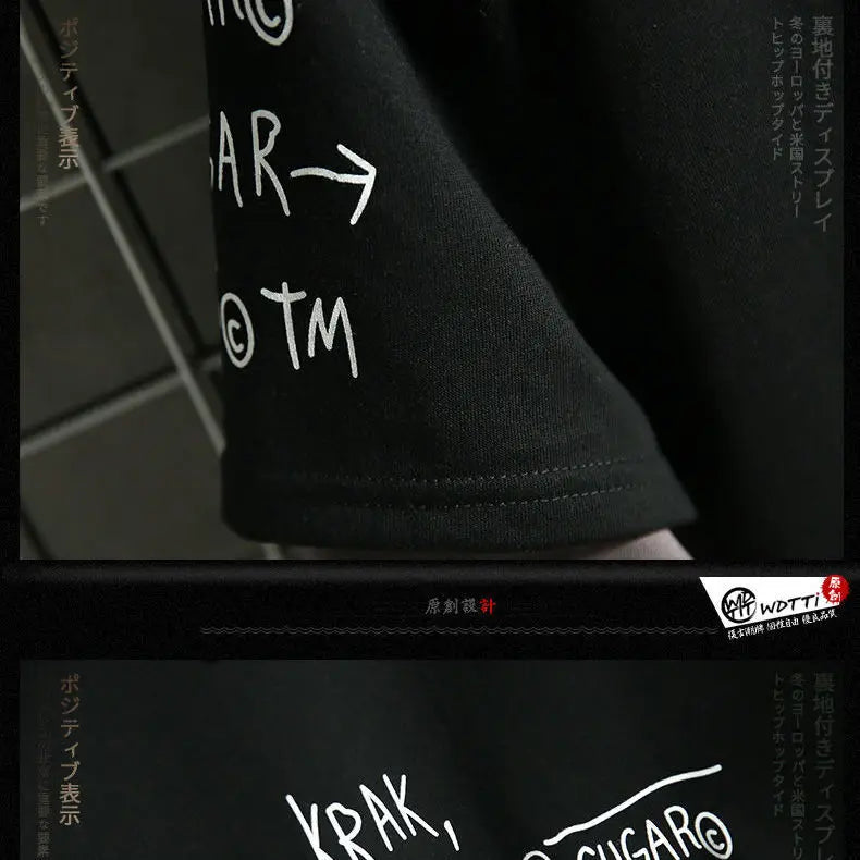 Spring /Autumn Men's Sweater Retro Mock Two-Piece Hooded Korean Hip Hop Print Sweatshirt Loose Hoodie Male Fleece Padded Jacket - Matrix Studios