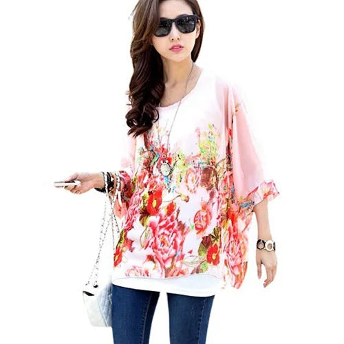 Women Blouses Plus Size Clothing Summer 2021 Novelty Bohemian Shirts Blusas Femininas Bohemian Style Women's Chiffon Tops Tees - Matrix-studios.com