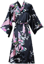 Silk Satin Wedding Bride Bridesmaid Robe Floral Bathrobe Short Kimono Robe Night Robe Bath Robe Fashion Dressing Gown For Women - Matrix-studios.com
